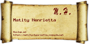 Matity Henrietta névjegykártya